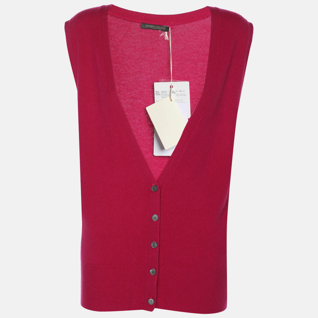 Marina Rinaldi Pink Cashmere Knit Waistcoat XL