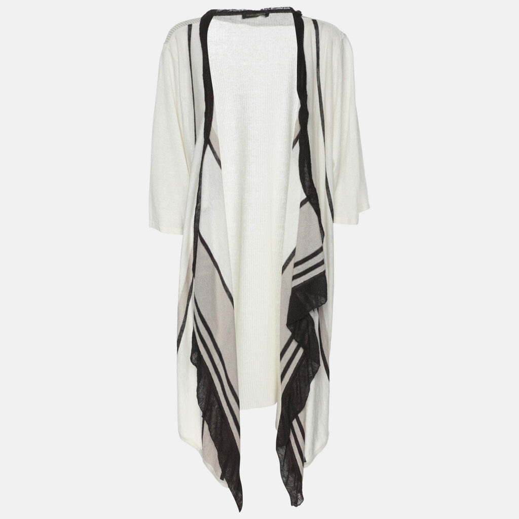 Marina Rinaldi White Linen Knit Cardigan L Marina Rinaldi White Linen Knit Cardigan L