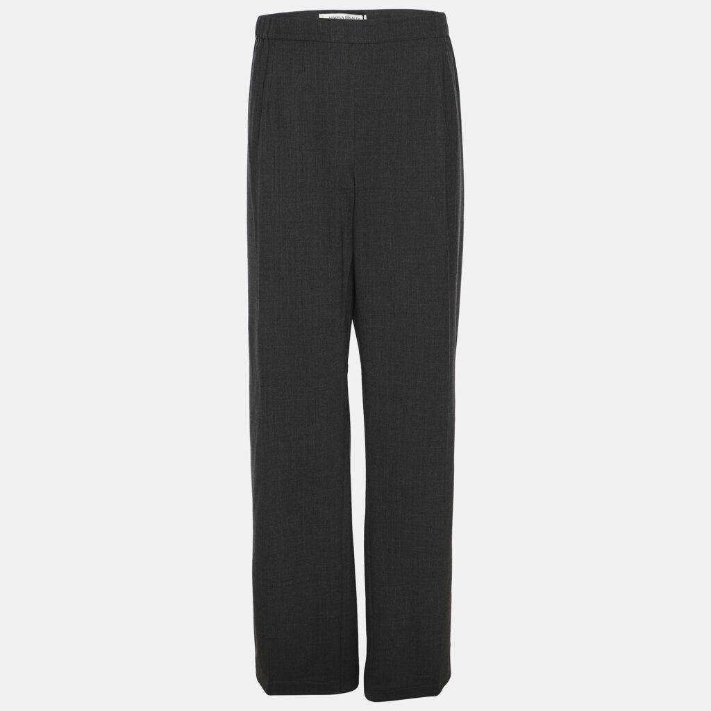 Marina Rinaldi Dark Grey Stretch Wool Wide Leg Trousers L