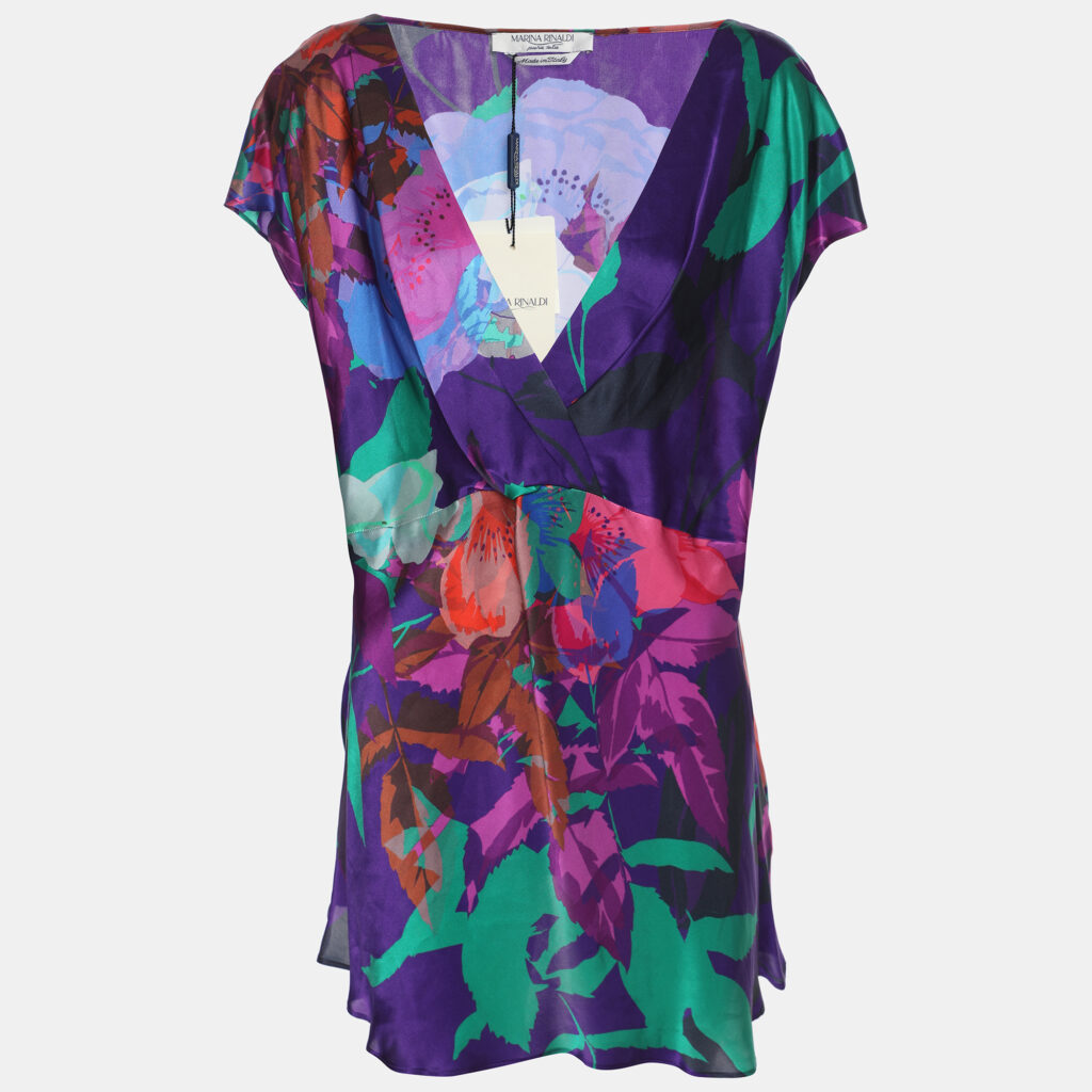 Marina Rinaldi Mulitcolor Floral Print Sleeveless Blouse L