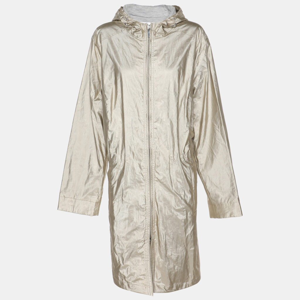 Voyage by Marina Rinaldi Metallic Satin Parka Voyage Hoodie Jacket L