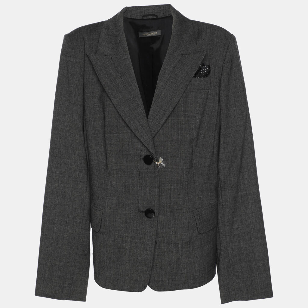 Marina Rinaldi Grey Fleece Wool Coat L