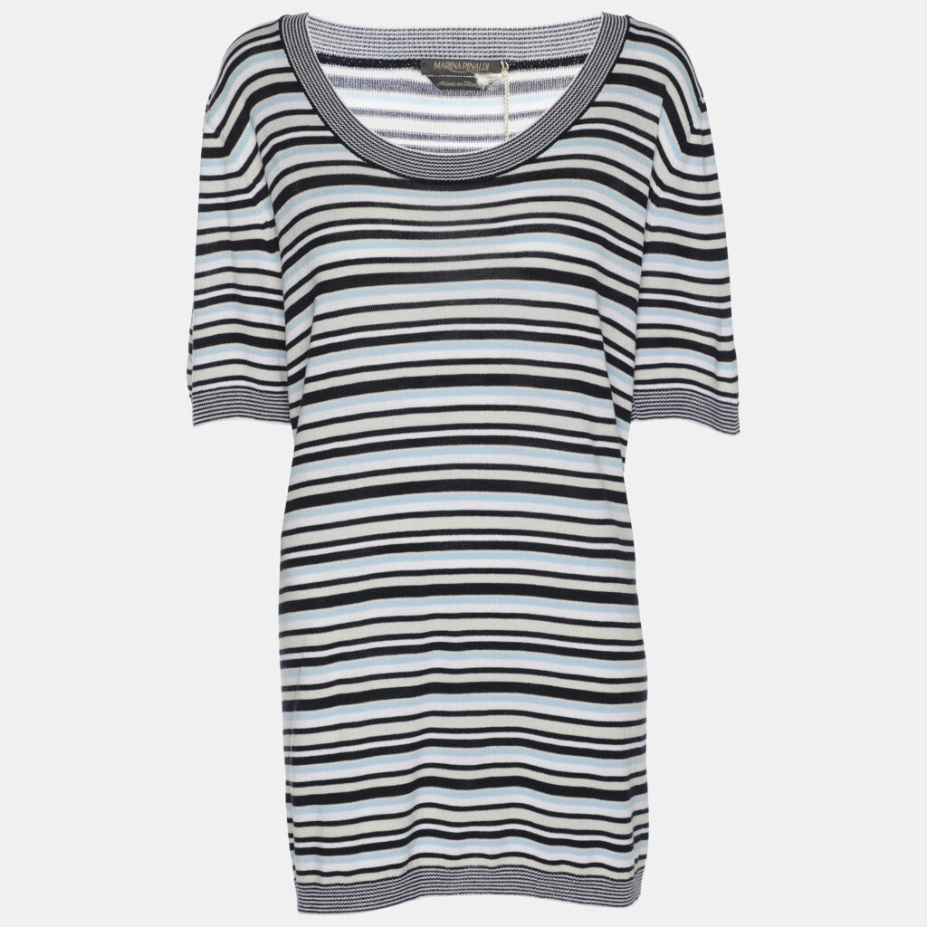 Marina Rinaldi Multicolor Stripe Stretch Knit Top L Marina Rinaldi Multicolor Stripe Stretch Knit Top L