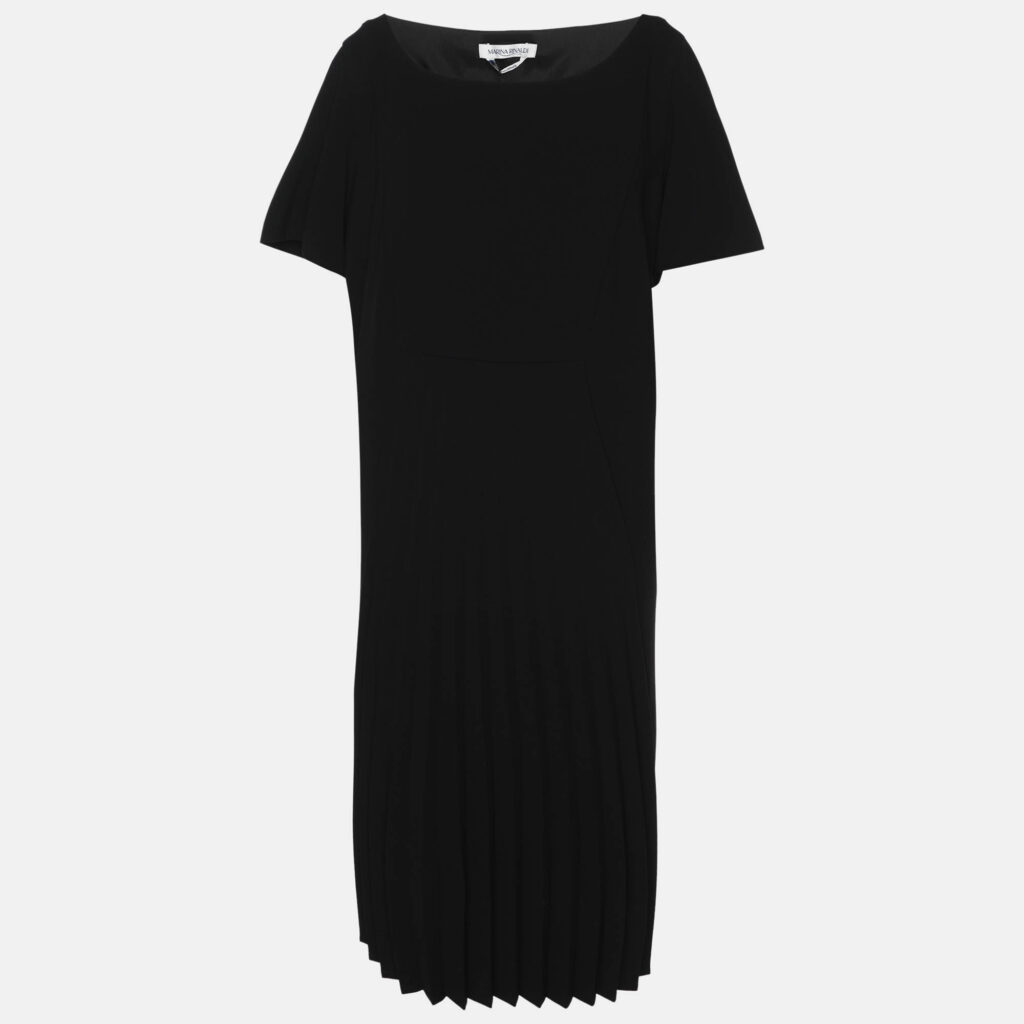 Marina Rinaldi Black Crepe Pleated Dress L Marina Rinaldi Black Crepe Pleated Dress L