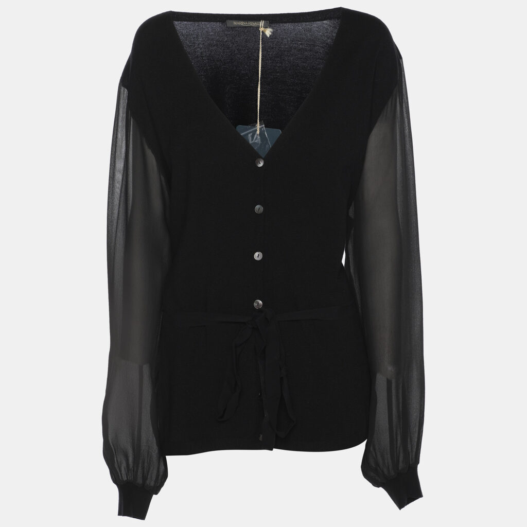 Marina Rinaldi Black Stretch Knit Belted Sweatshirt XL Marina Rinaldi Black Stretch Knit Belted Sweatshirt XL