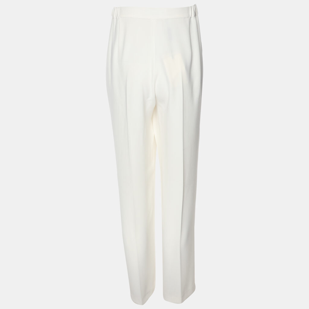 Marina Rinaldi White Jersey Wide Leg Trousers L