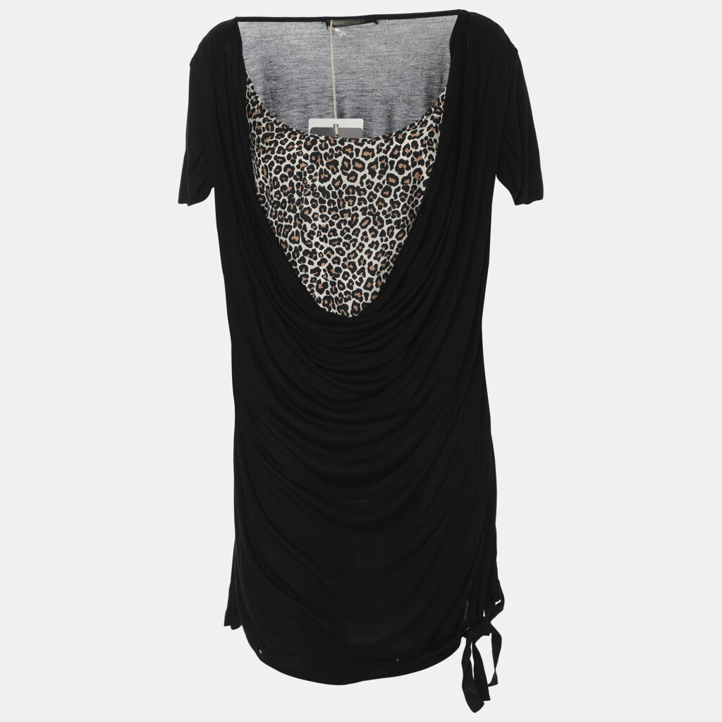 Marina Rinaldi Black Jersey Leopard Print Tops L Marina Rinaldi Black Jersey Leopard Print Tops L