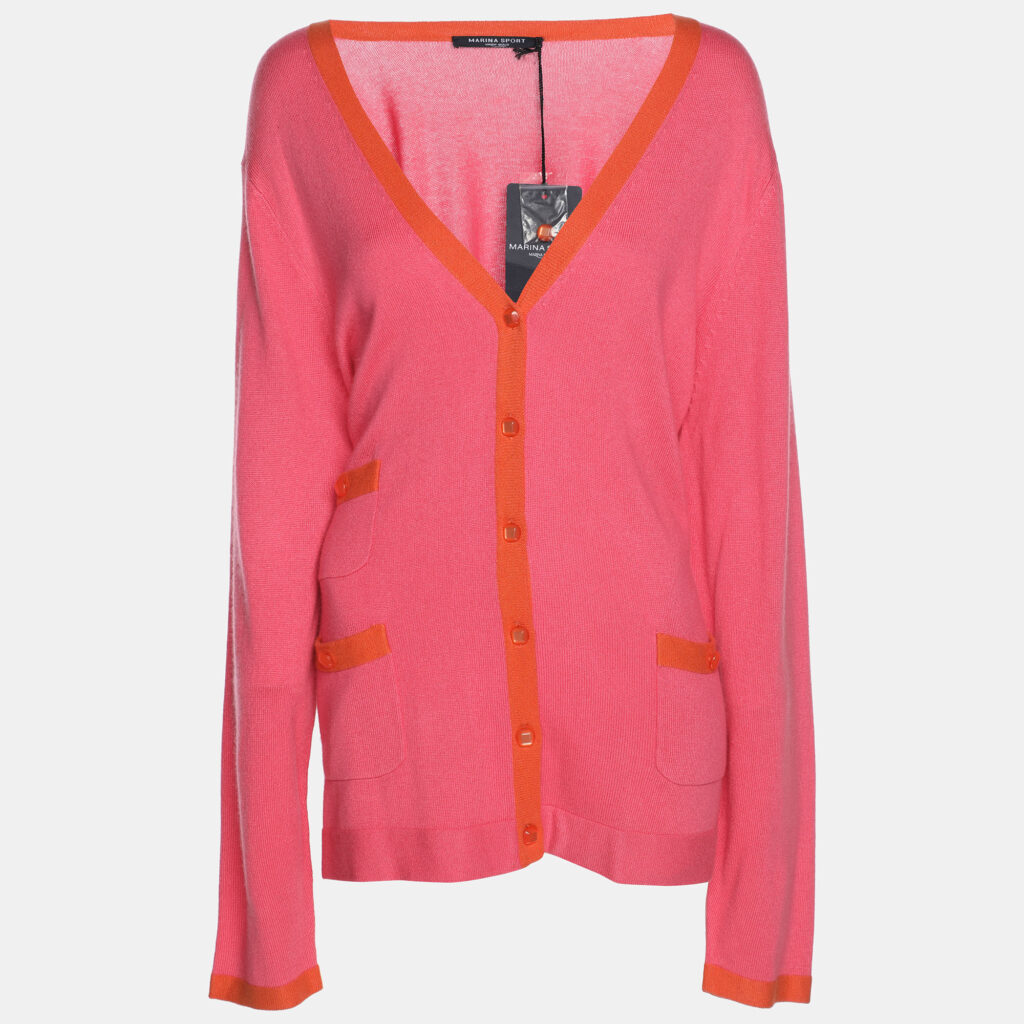 Marina Sport by Marina Rinaldi Pink/Orange Silk Knit Full Sleeve Sweater L Marina Sport by Marina Rinaldi Pink/Orange Silk Knit Full Sleeve Sweater L