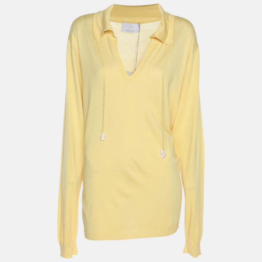 Voyage by Marina Rinaldi Yellow Knit T-Shirt XL Voyage by Marina Rinaldi Yellow Knit T-Shirt XL
