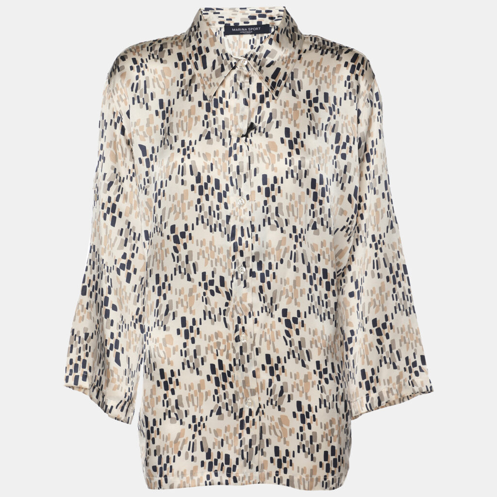 Marina Sport by Marina Rinaldi Multicolor Printed Silk Button Front Shirt L Marina Sport by Marina Rinaldi Multicolor Printed Silk Button Front Shirt L