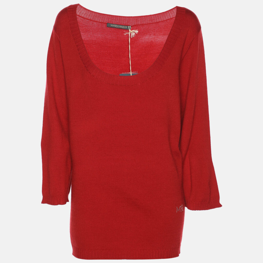 Marina Rinaldi Red Stretch Knit Sweater L Marina Rinaldi Red Stretch Knit Sweater L