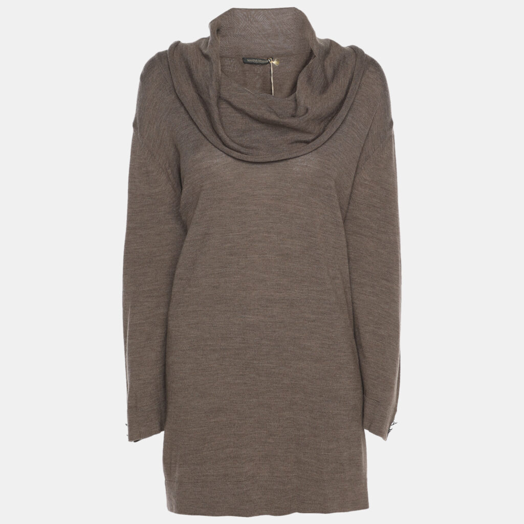 Marina Rinaldi Brown Wool Knit High Neck Sweater L Marina Rinaldi Brown Wool Knit High Neck Sweater L
