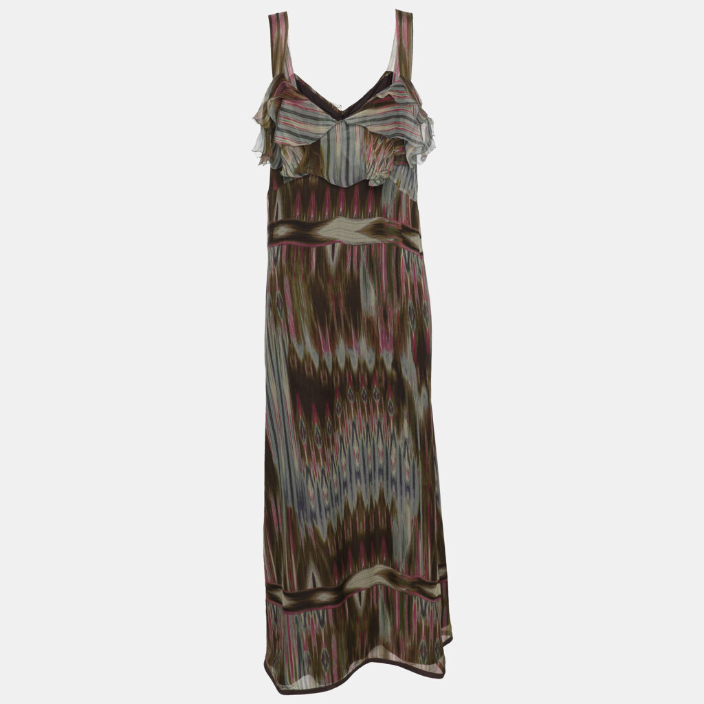 Marina Rinaldi Multicolor Aztec Print Silk Dress L