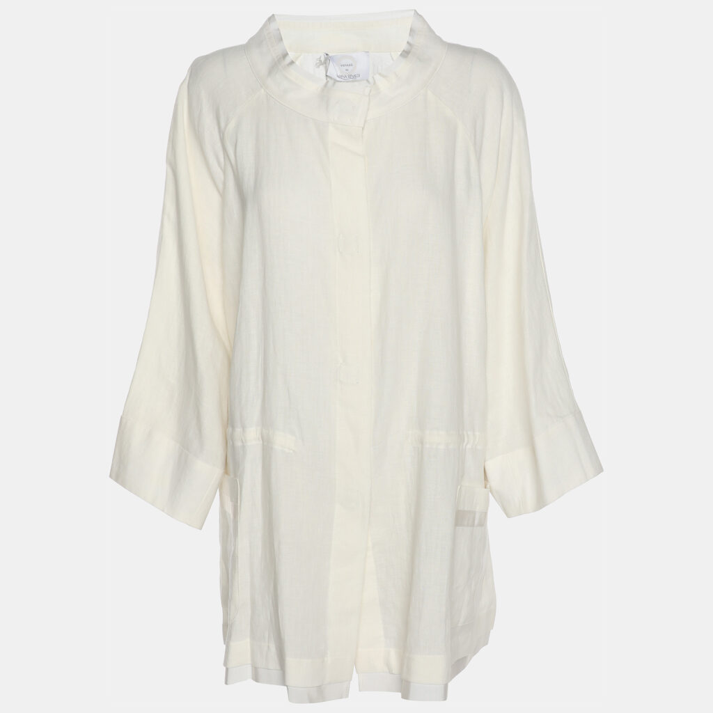 Voyage by Marina Rinaldi White Linen Shirt Jacket L