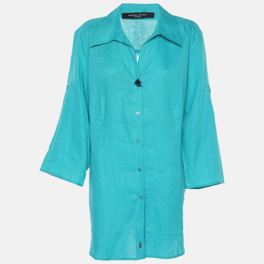 Marina Rinaldi Green Linen Stirrup Sleeve Plain Shirt L Marina Rinaldi Green Linen Stirrup Sleeve Plain Shirt L