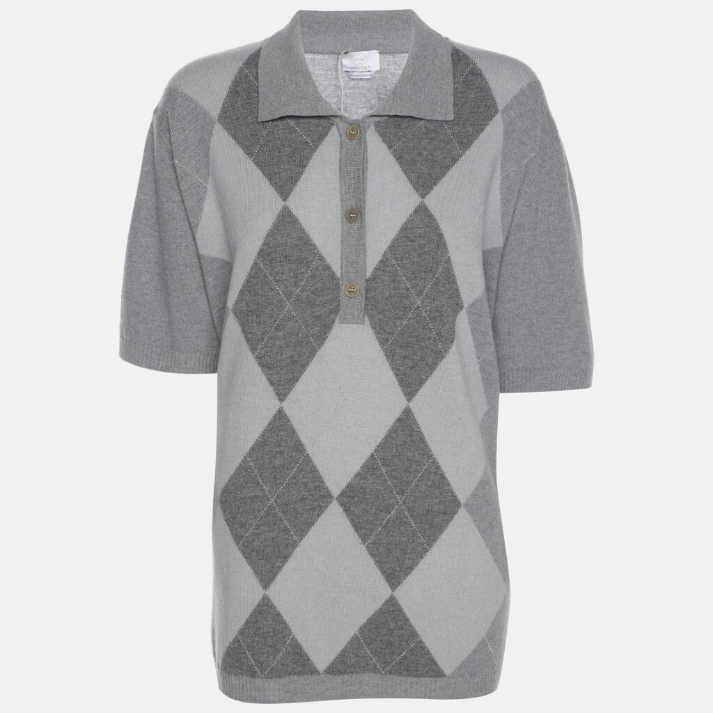 Voyage by Marina Rinaldi Grey Wool Knit Polo T-Shirt L