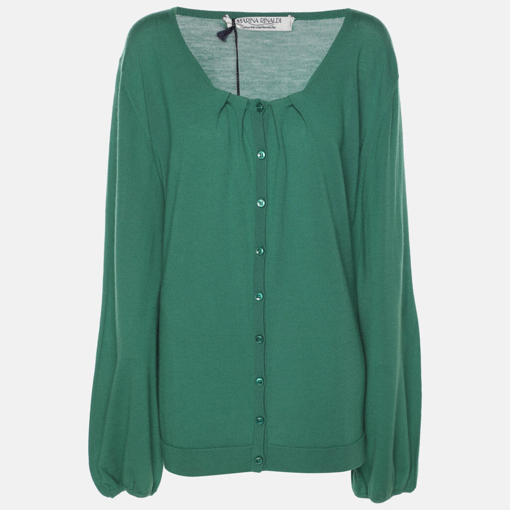 Marina Rinaldi Green Cashmere Knit Button Front Sweater XL Marina Rinaldi Green Cashmere Knit Button Front Sweater XL