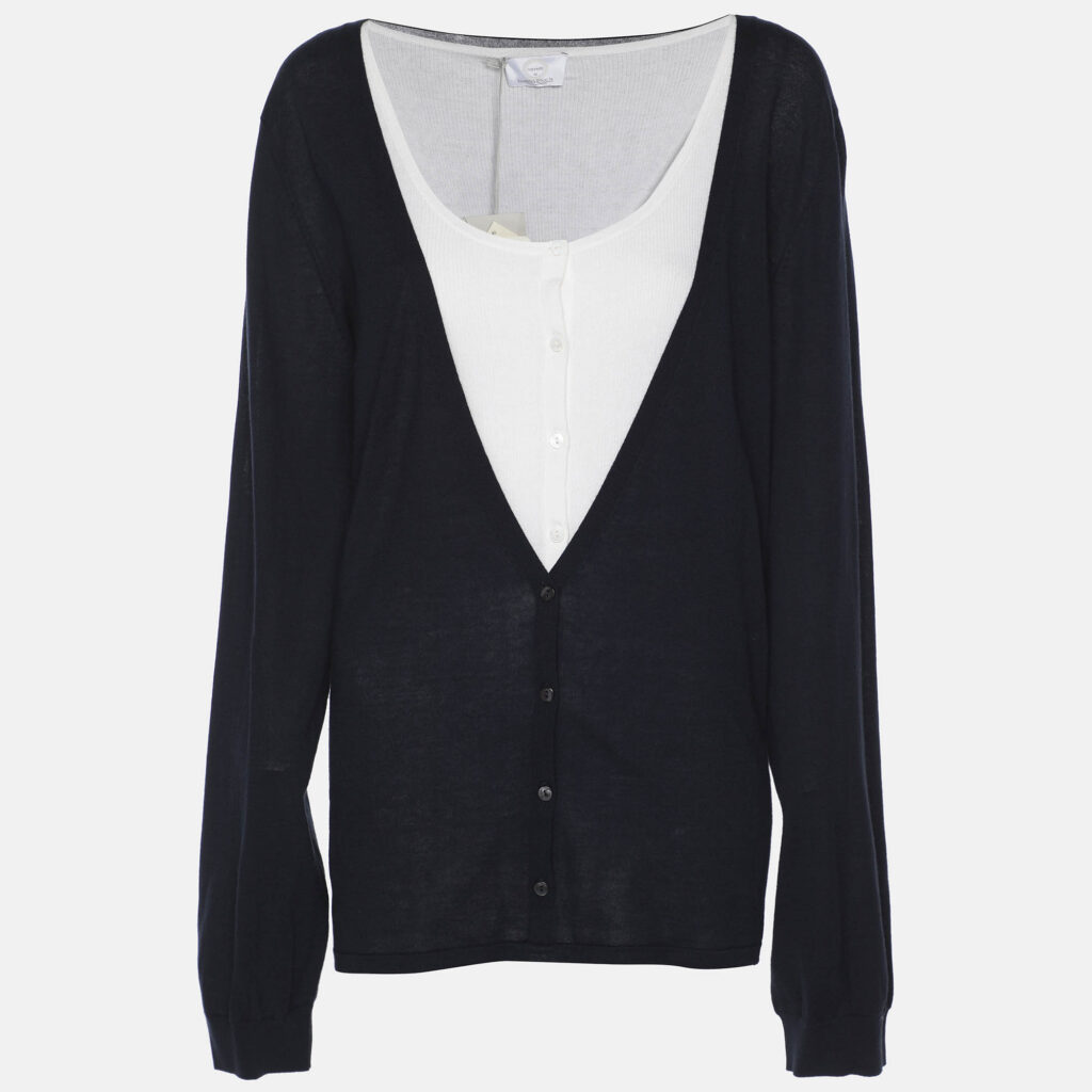 Voyage by Marina Rinaldi Navy Blue/White Knit Shrug L Voyage by Marina Rinaldi Navy Blue/White Knit Shrug L