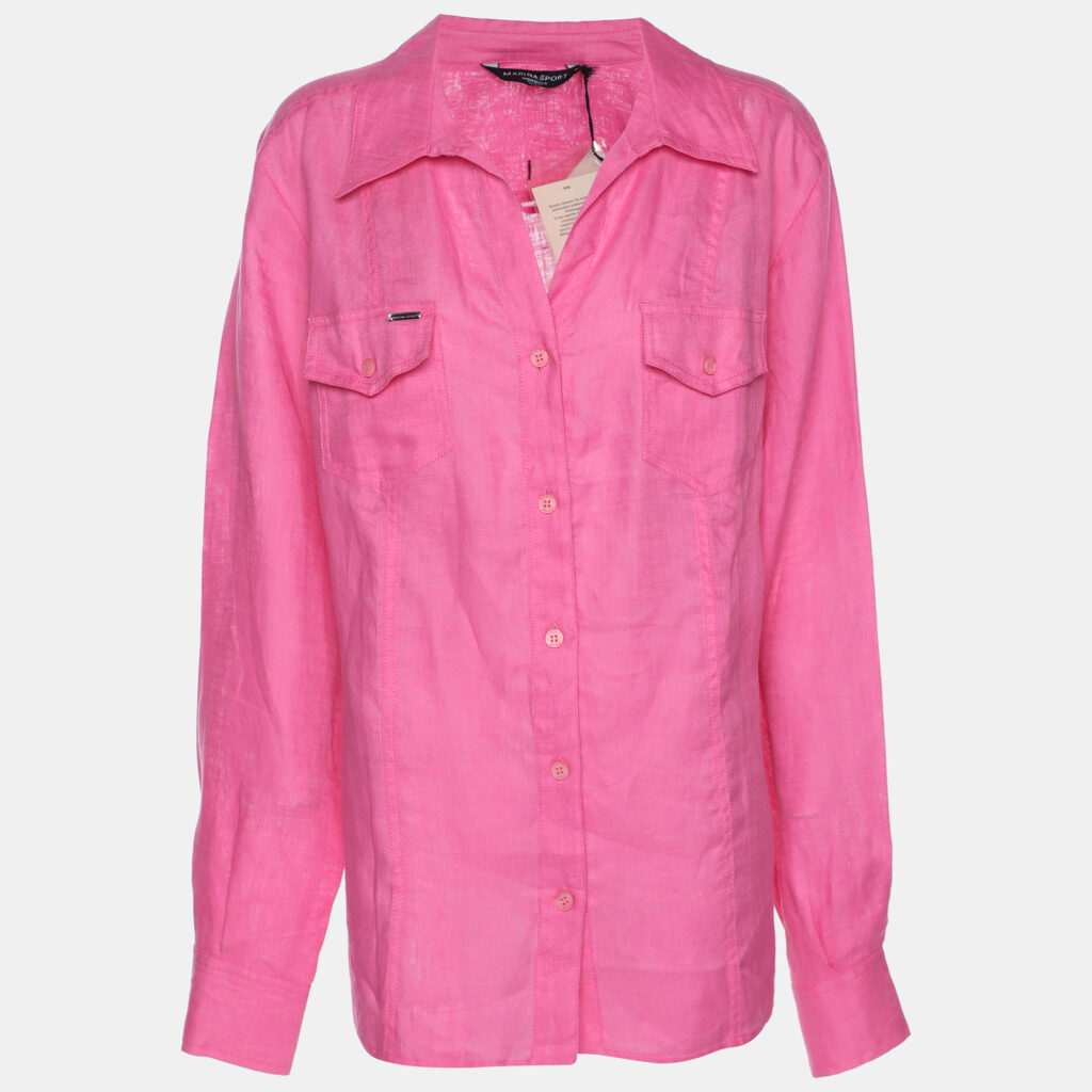 Marina Sport by Marina Rinaldi Pink Linen Button Front Shirt L