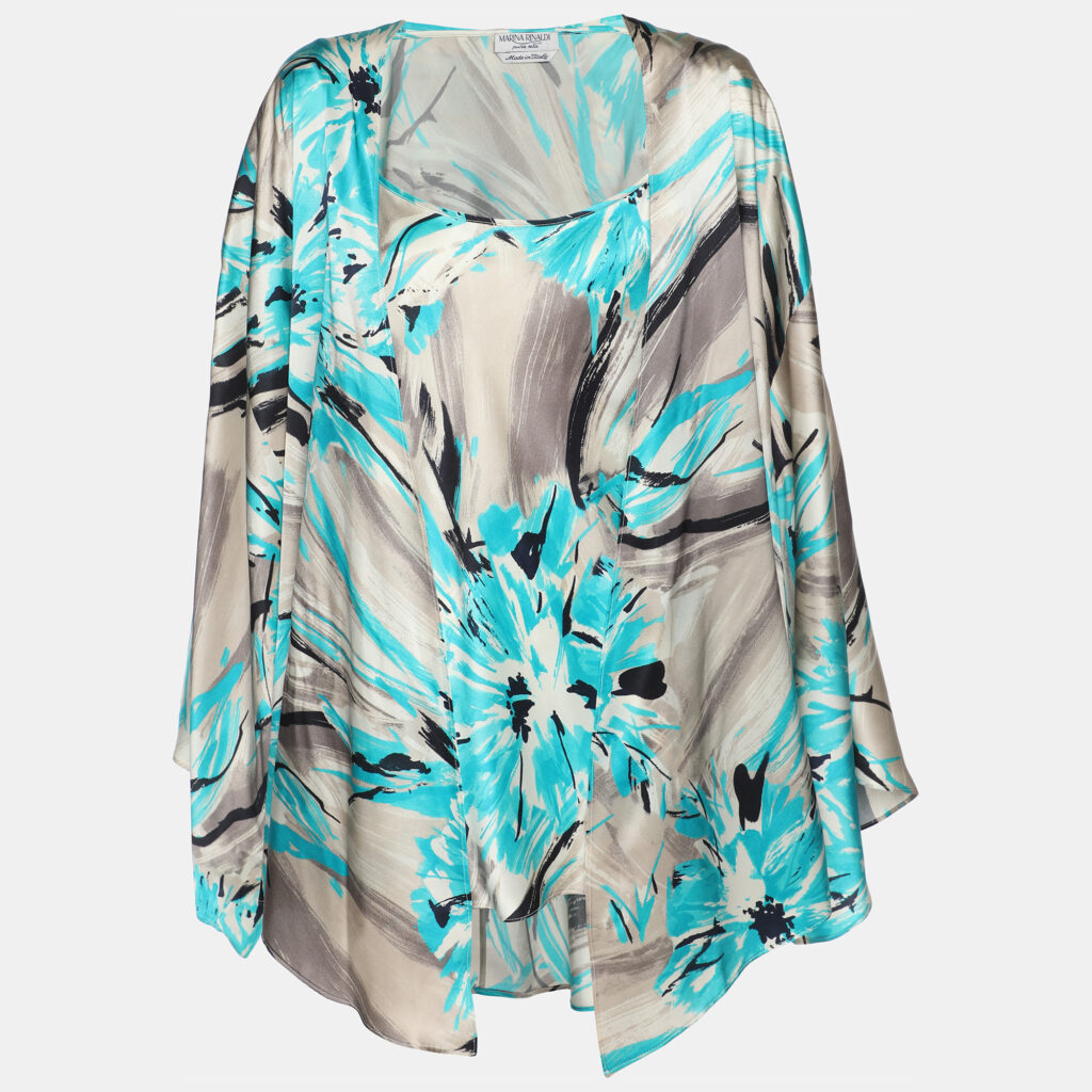 Marina Rinaldi Multicolor Satin Set Blouse L
