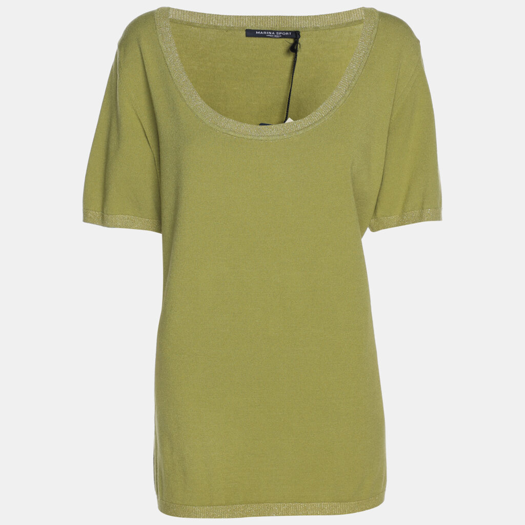 Marina Sport by Marina Rinaldi Green Stretch Knit Tops L