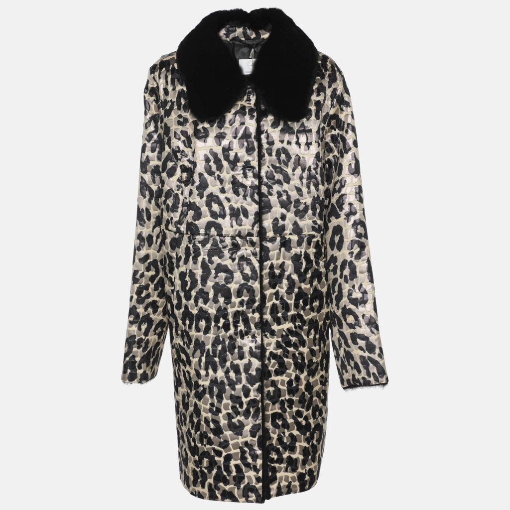 Voyage by Marina Rinaldi Multicolor Animal Print Jacquard Fur Jacket L Voyage by Marina Rinaldi Multicolor Animal Print Jacquard Fur Jacket L