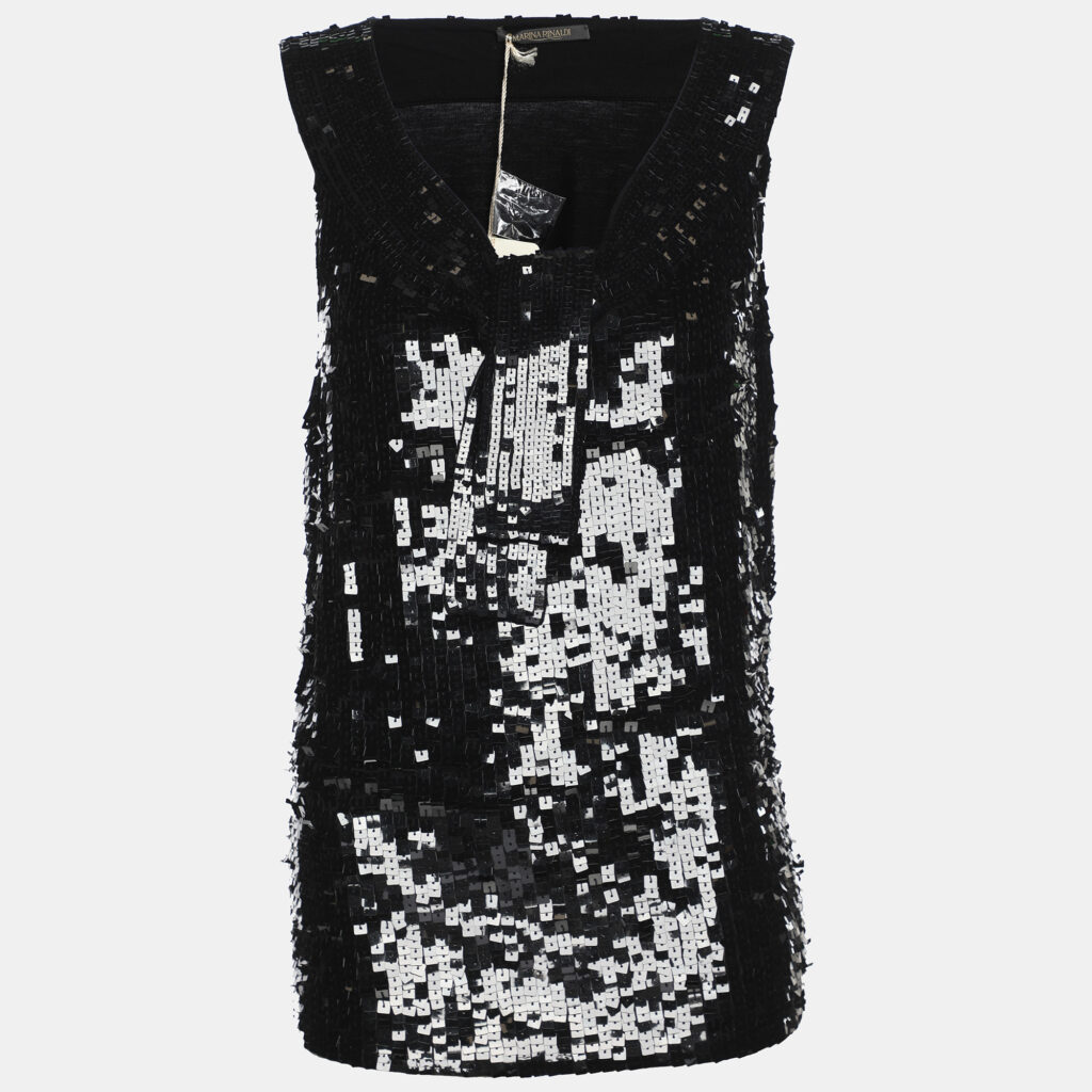 Marina Rinaldi Black Jersey Sequin Tank Top L Marina Rinaldi Black Jersey Sequin Tank Top L