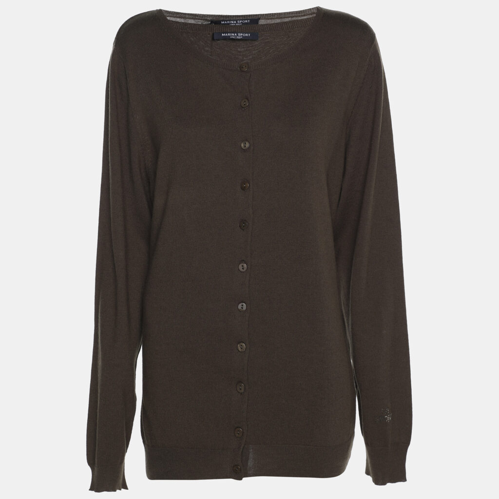 Marina Sport by Marina Rinaldi Olive Green Knit Button Front Sweater L Marina Sport by Marina Rinaldi Olive Green Knit Button Front Sweater L