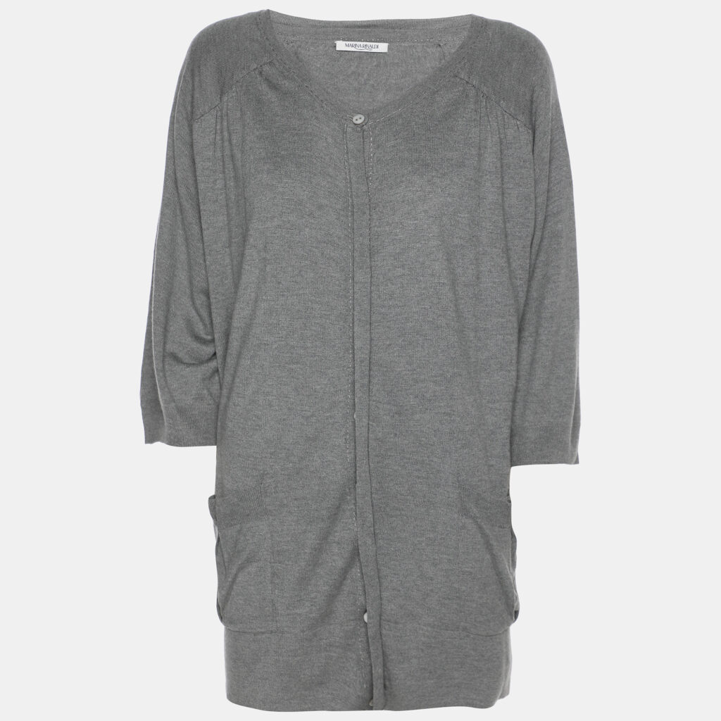 Marina Rinaldi Grey Knit Button Front Sweater XL Marina Rinaldi Grey Knit Button Front Sweater XL