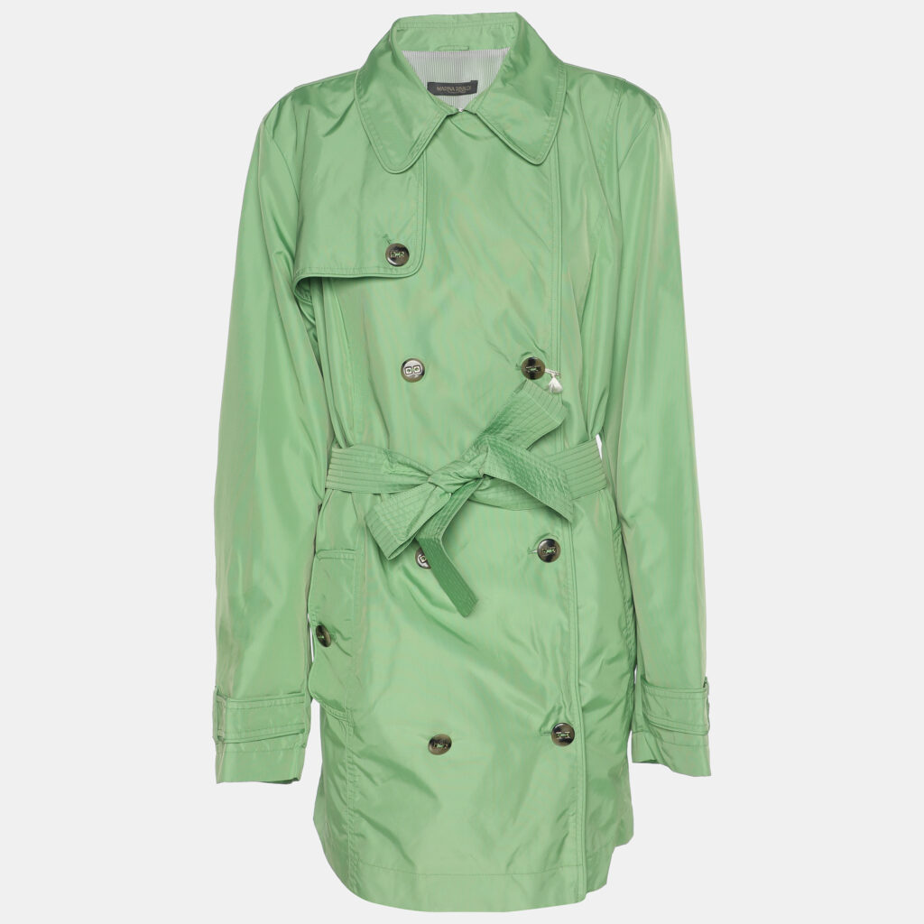 Marina Rinaldi Green Nylon Belted Jacket L Marina Rinaldi Green Nylon Belted Jacket L