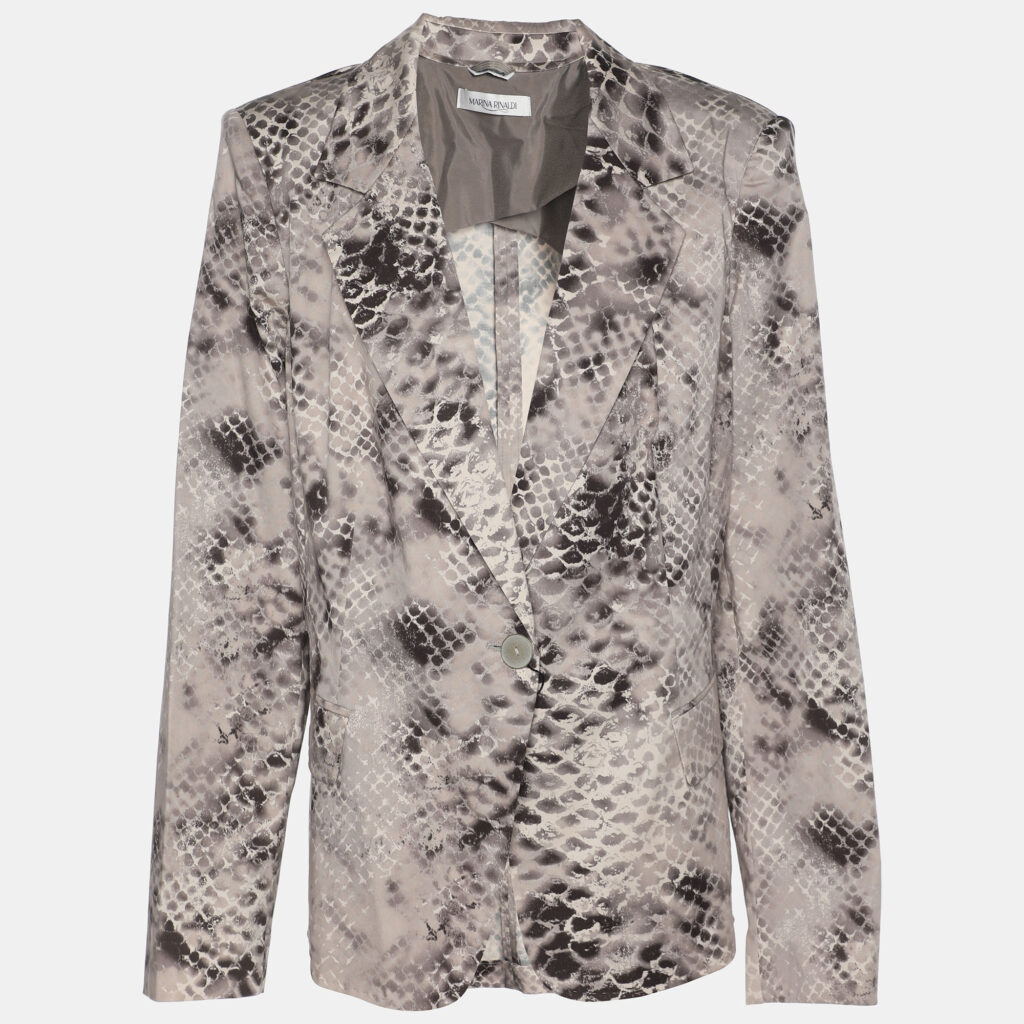 Marina Rinaldi Brown Printed Cotton Single Breasted Blazer L Marina Rinaldi Brown Printed Cotton Single Breasted Blazer L