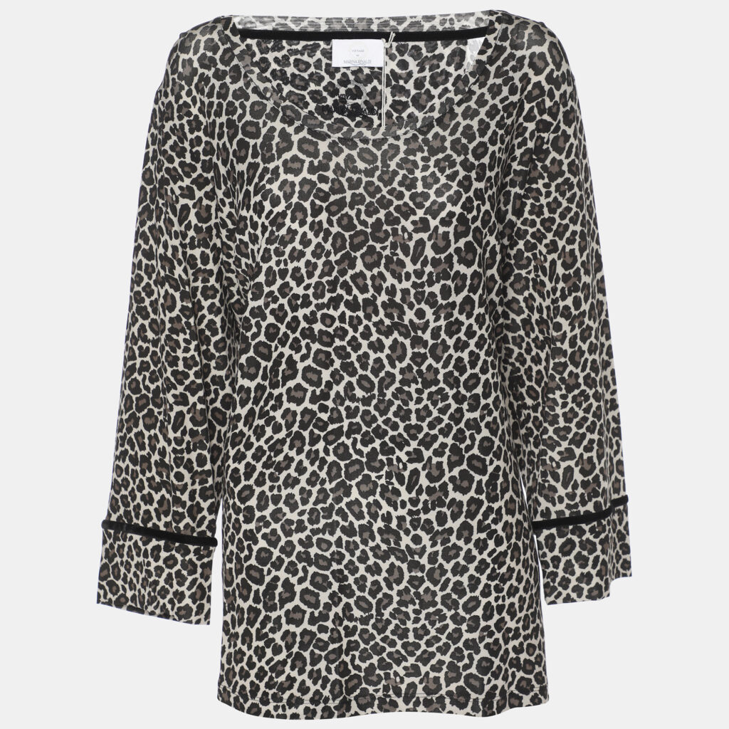luxury-women-marina-rinaldi-new-clothes-p1186367-001-1.jpg Voyage by Marina Rinaldi Grey Animal Print Jersey Scoop Neck Tunic L