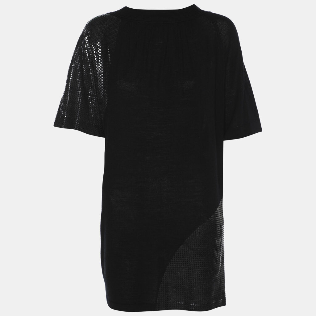 luxury-women-marina-rinaldi-new-clothes-p1186399-002-1.jpg Marina Rinaldi Black Stretch Knit Sequin Neck Tie Tops S