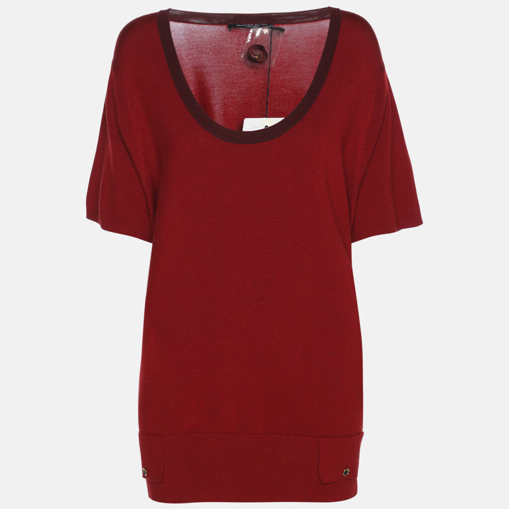 Marina Sport by Marina Rinaldi Red Stretch Knit Scoop Knit Short Sleeve Sweater XL Marina Sport by Marina Rinaldi Red Stretch Knit Scoop Knit Short Sleeve Sweater XL