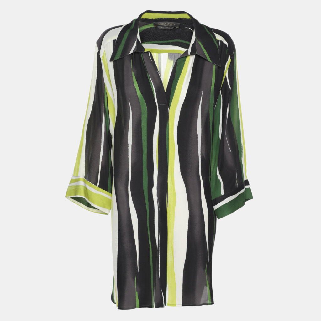 Marina Rinaldi Multicolor Stripe Silk Shirt L