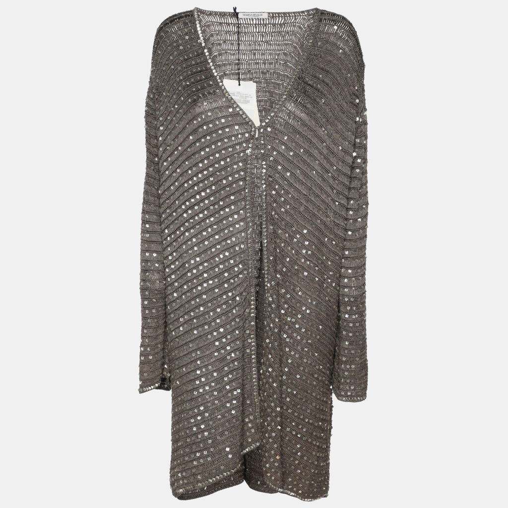 Marina Rinaldi Grey Knit Sequins Long Sleeve Cardigan L Marina Rinaldi Grey Knit Sequins Long Sleeve Cardigan L