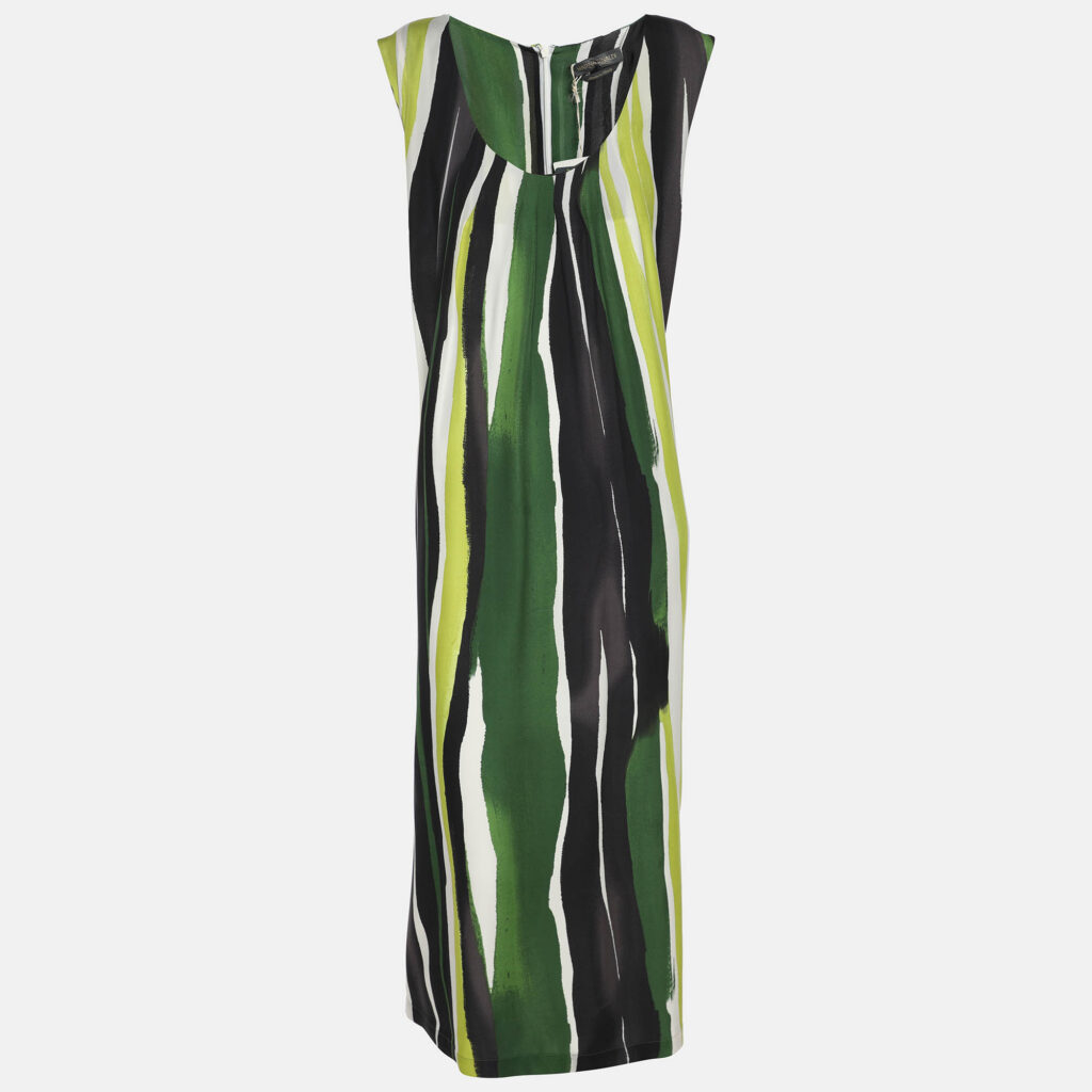 Marina Rinaldi Multicolor Striped Silk Sleeveless Dress L Marina Rinaldi Multicolor Striped Silk Sleeveless Dress L