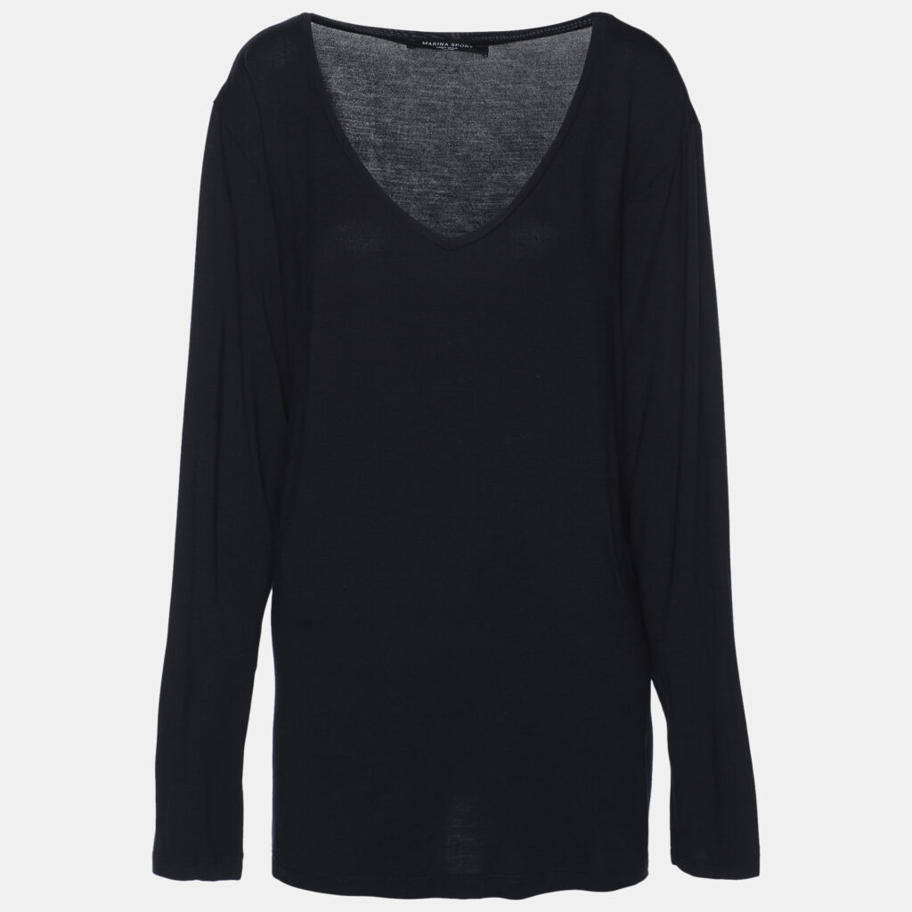 Marina Sport by Marina Rinaldi Navy Blue Jersey V Neck Full Sleeve T-Shirt L Marina Sport by Marina Rinaldi Navy Blue Jersey V Neck Full Sleeve T-Shirt L