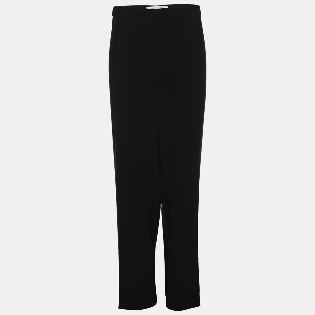 Marina Rinaldi Black Crepe Wide Leg Trousers L