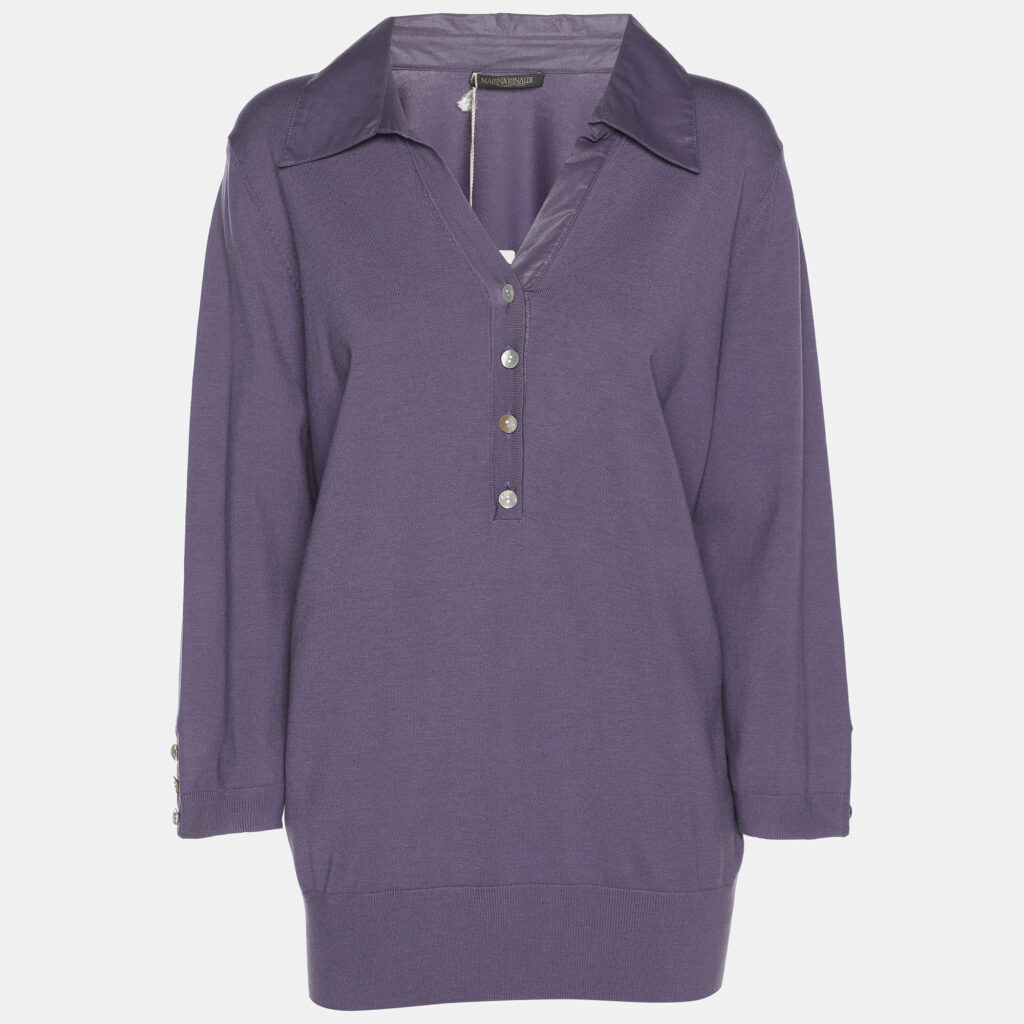 Marina Rinaldi Purple Knit Full Sleeve T-Shirt L Marina Rinaldi Purple Knit Full Sleeve T-Shirt L