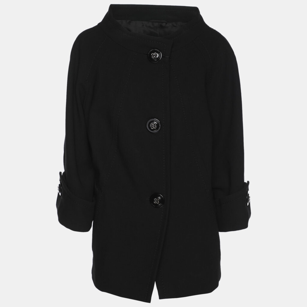 Marina Sport by Marina Rinaldi Black Fleece Wool Blazer L