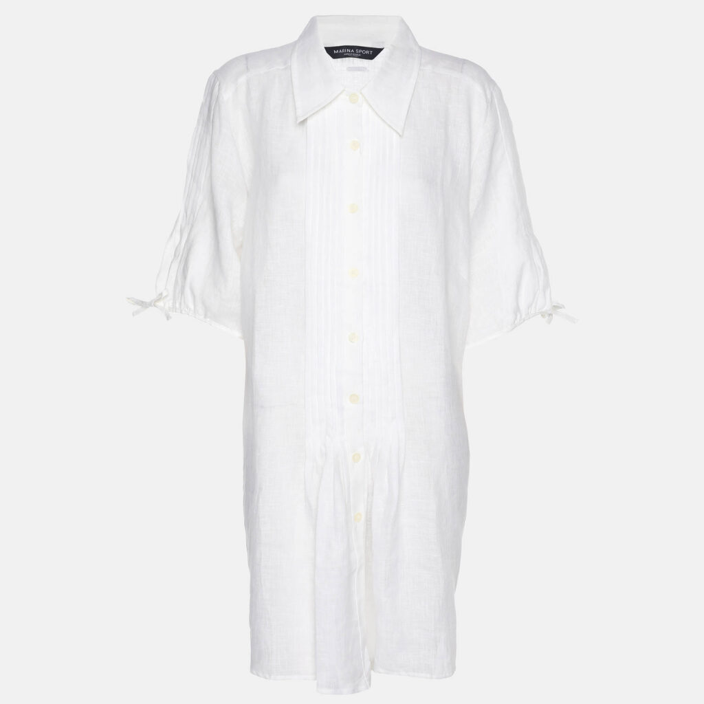 Marina Sport by Marina Rinaldi White Linen Dress L