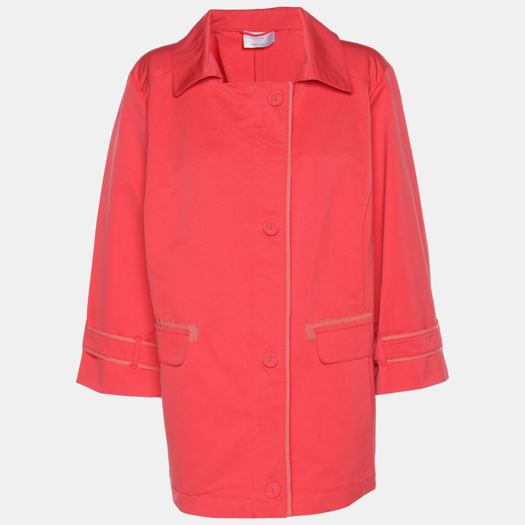 luxury-women-marina-rinaldi-used-clothes-p1186291-002.jpg Voyage by Marina Rinaldi Coral Red Gabardine Rain Coat L