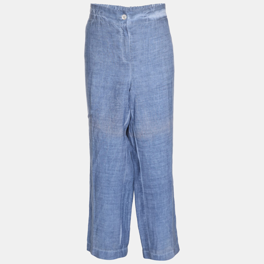 Voyage by Marina Rinaldi Blue Linen Trousers L Voyage by Marina Rinaldi Blue Linen Trousers L