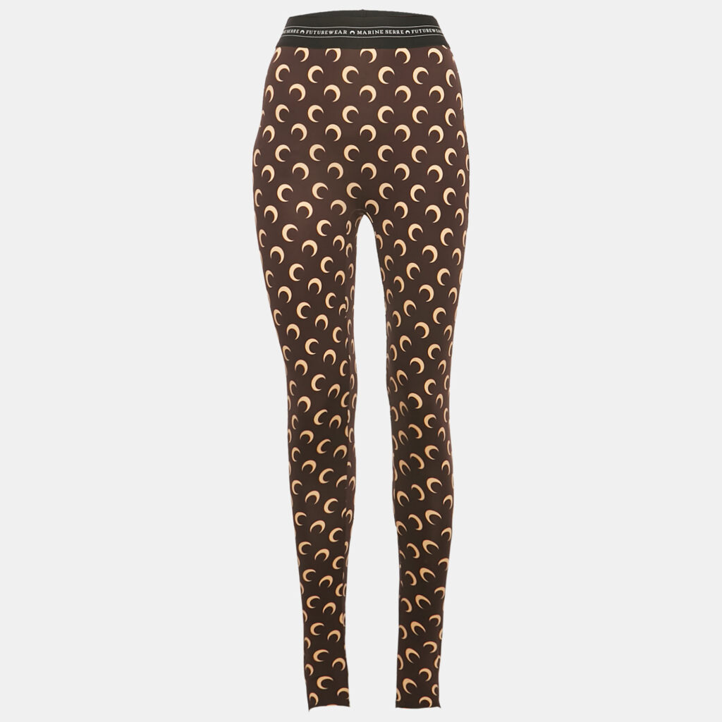 Marine Serre Brown Moon Print Jersey Stirrup Leggings S Marine Serre Brown Moon Print Jersey Stirrup Leggings S