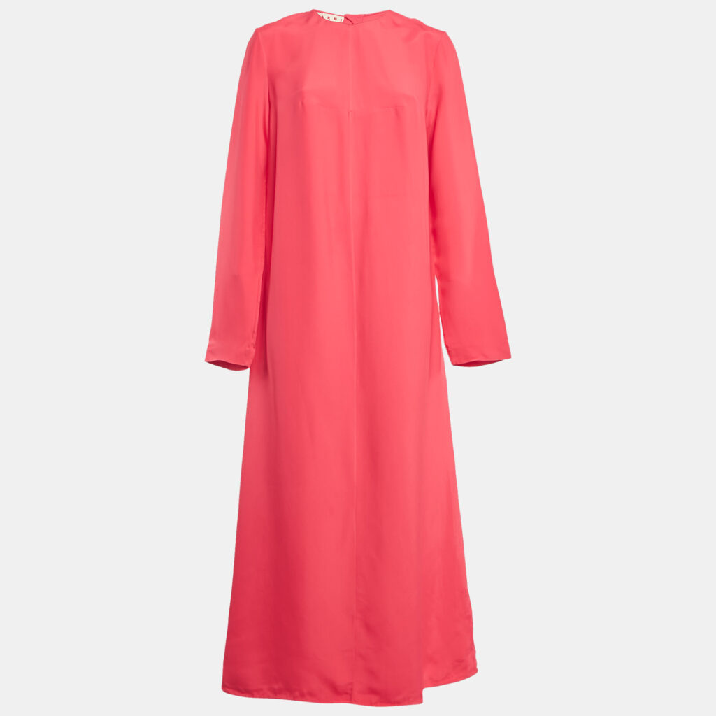 Marni Red Crepe Long Sleeve Maxi Dress L Marni Red Crepe Long Sleeve Maxi Dress L