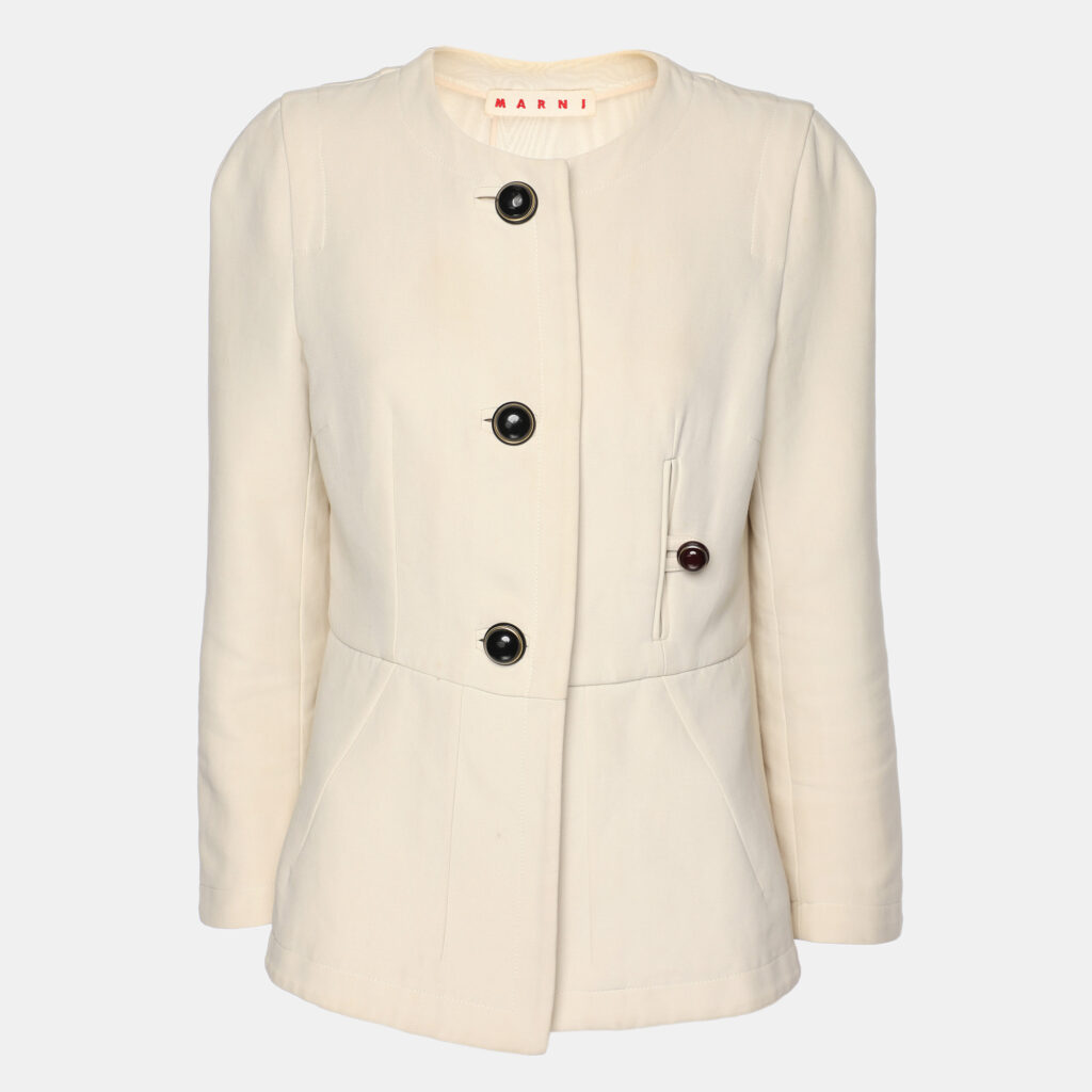 luxury-women-marni-used-clothes-p1120109-001-1.jpg Marni Cream Cotton Button Front Jacket M