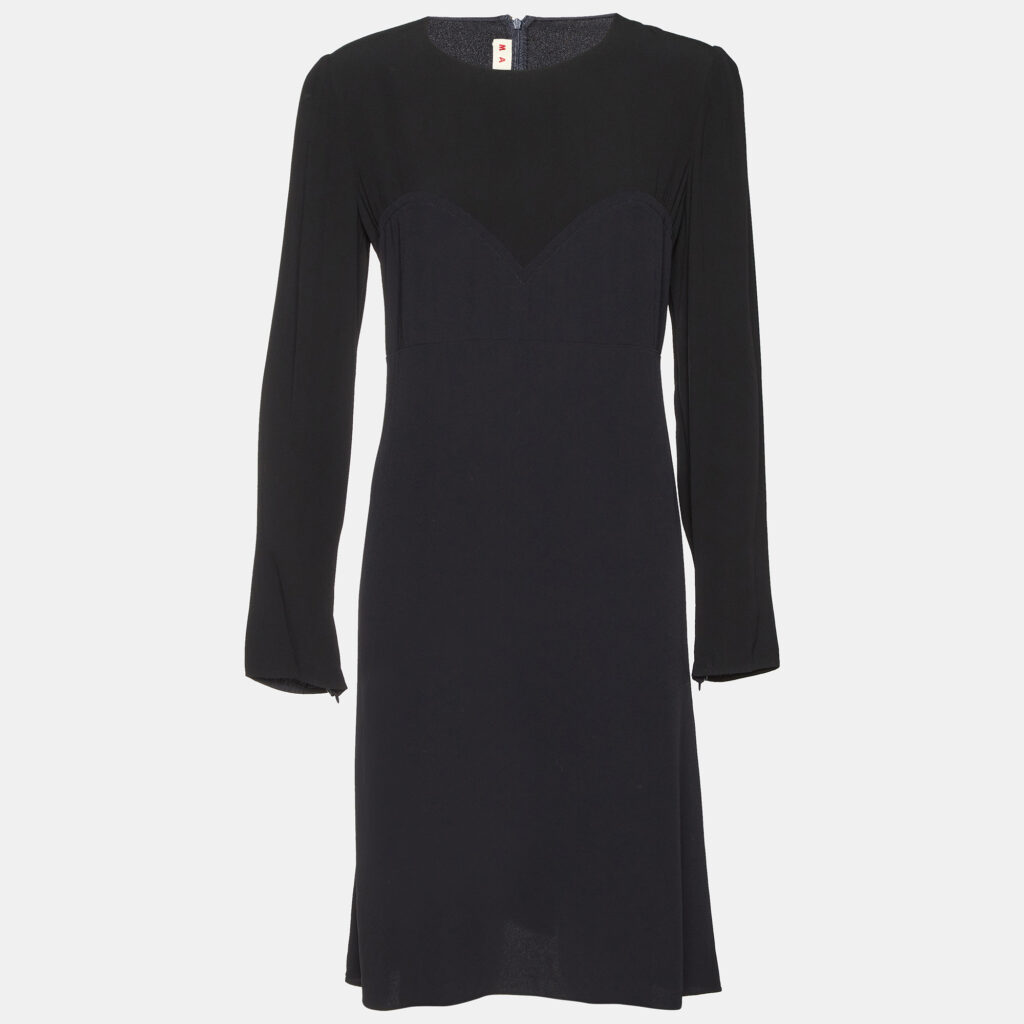 Marni Black Crepe Long Sleeve Midi Dress M Marni Black Crepe Long Sleeve Midi Dress M