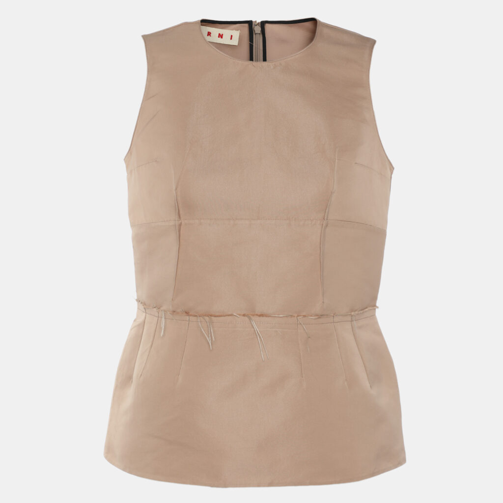 Marni Beige Satin Sleeveless Top S