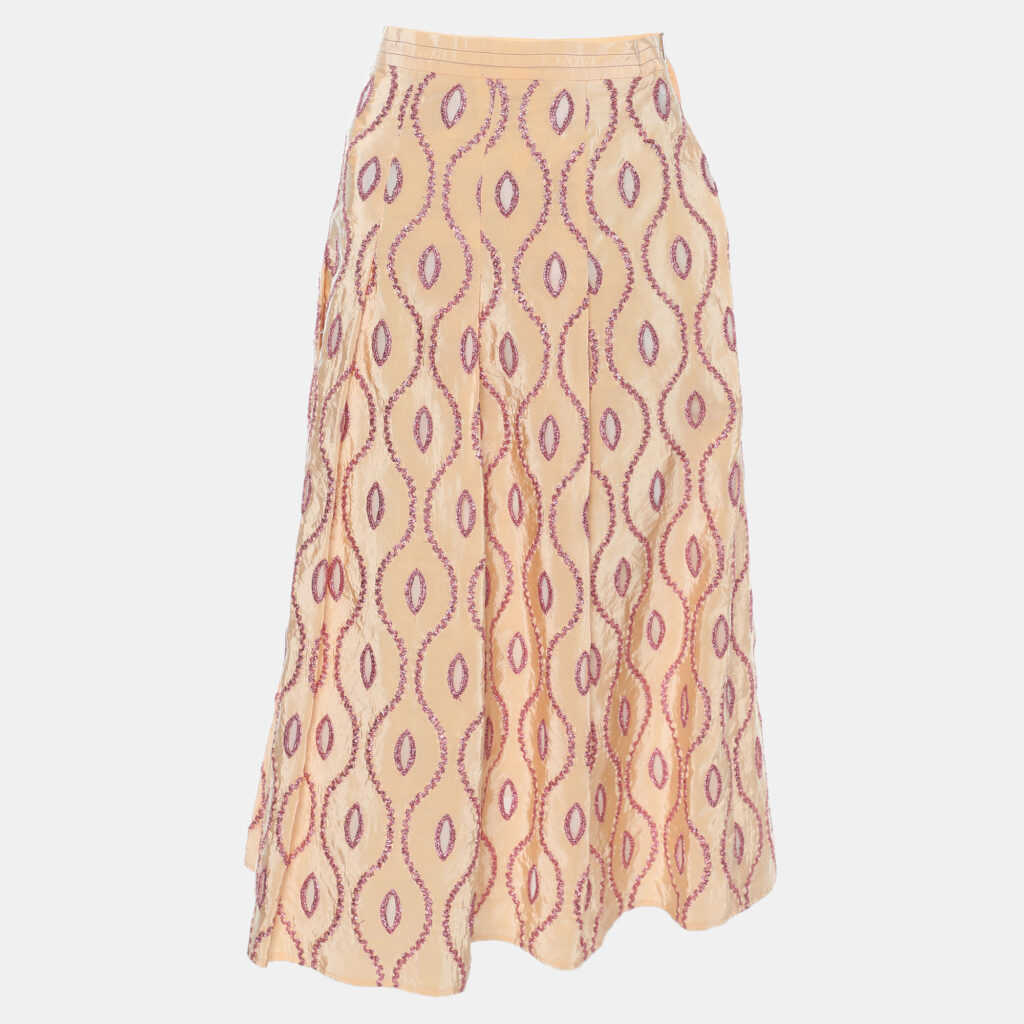 Marni Peach Taffeta Embroidered Eyelet Detail Skirt S Marni Peach Taffeta Embroidered Eyelet Detail Skirt S